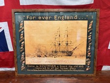 Southern Railway W.L Wyllie Print of HMS Victory & Renown Southsea Advertisement