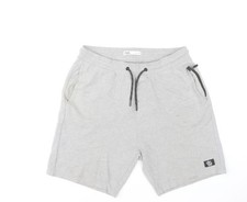 Zara Men Grey L Sweat Shorts Elastic Waist Drawstring Lounge