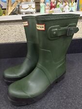 Hunter Men's Wellington Original Short Boots Dark Olive Rubber Waterproof