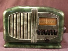 Antique Pearl Green Truetone Stratoscope Catalin Bakelite Art Deco Tube Radio AM