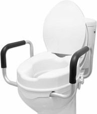 Raised Toilet Seat with Handles 4 Inch - Elderly Disabled Aid w/ Lid