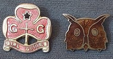 Vintage Brown Owl & Girl Guide Enamel Badges