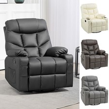 PU Leather Manual Recliner Chair, Swivel Armchair for Living Room