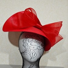 red straw fascinator wedding