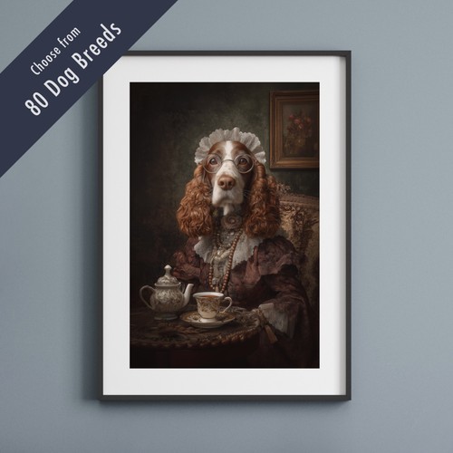 Funny dog tea party print - party,
