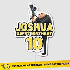 Personalised Gru Minions Despicable Name/Age Birthday Cake Topper Kids Party Fun