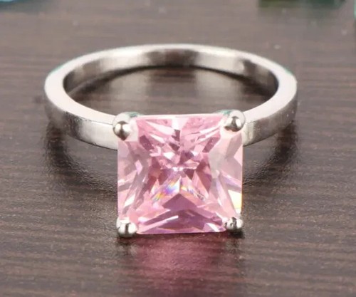 Pink sapphire wedding - ring, 14k