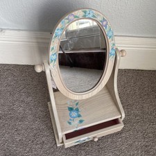 Wooden Oval Vanity Mirror With Drawer 13.5ins Tall x 8.5ins Wide x 5.5ins Depth