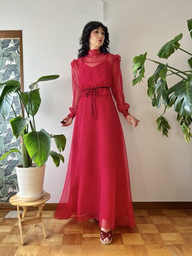 Vtg 70s magenta - 70s, maxi
