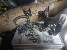 Metal Nuts And Bolts Dog And Cat Ornamentd 12x10x5 Cm