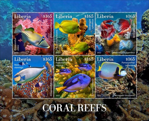 Coral reefs fishes mnh stamps - coral,