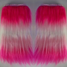 Pink pastel pink & white Leg Warmers Fluffy Faux Fur Furry Boot Cover Winter