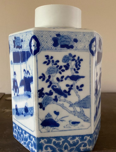 Vintage chinese hexagonal pot - hexagonal,