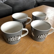 x4 Scion Living Fine China Mug - Hedgehog Design Grey Cup Tea Coffee