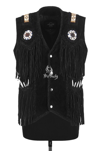 Mens leather vest black - leather,