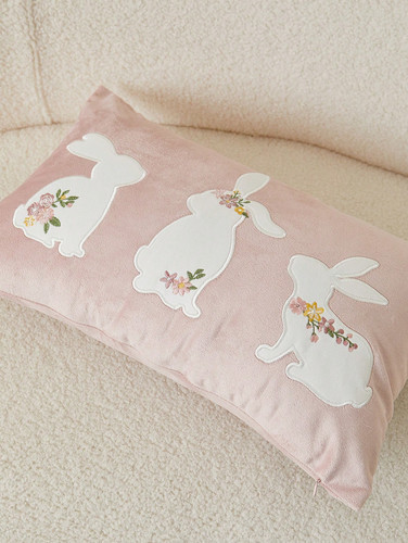 Pink rabbit embroidered easter - pink,