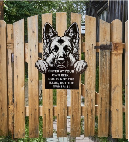 German shepherd gate sign - german,