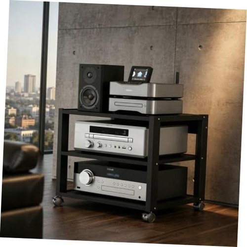 Black tier audio rack - black,