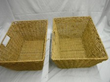 2 straw woven baskets