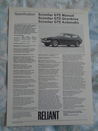 Reliant scimitar gte manual - scimitar,