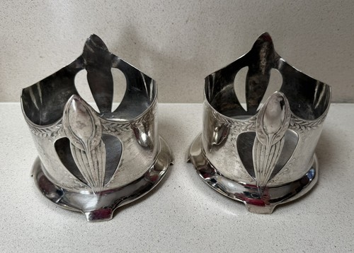 Pair art nouveau silver - pair,