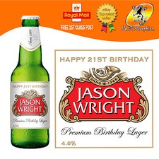 4, 6 OR 12 PERSONALISED BEER LAGER BOTTLE LABELS BIRTHDAY ANY OCCASION