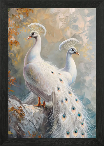 Peacock white magical framed - magical,