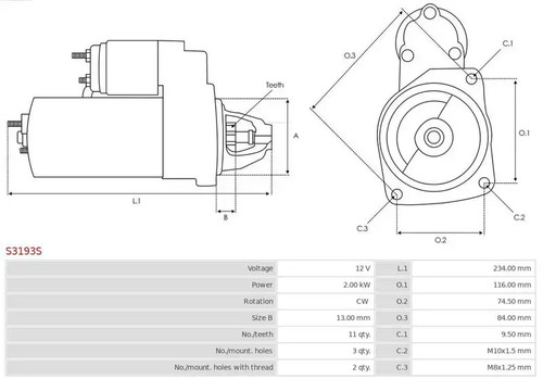 Starter motor clockwise - starter,