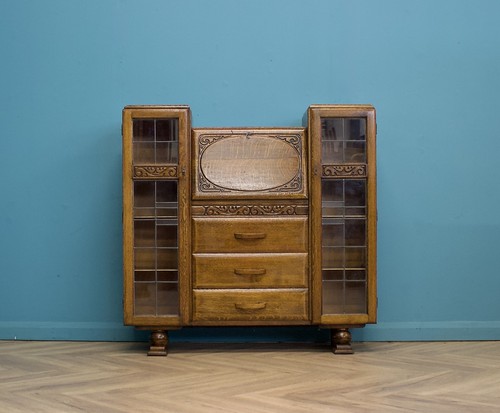 Vintage oak art deco glazed - oak,