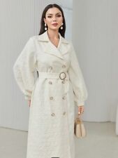 Trench Coat Ivory Gold Buttons and belt Large