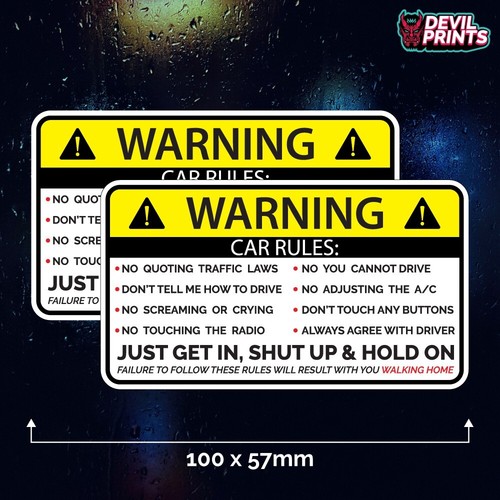 Vehicle rules funny vinyl - x,