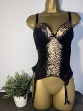 ANN SUMMERS BLACK LEOPARD BASQUE SIZE 14/16