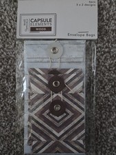 Unopened 6 pcs Docrafts Papermania Capsule Elements Wood envelope bags 2 designs