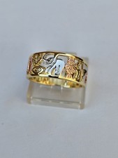 Tri Coloured Two-toned Lucky 7 Symbols Ring Elephant Size Q Thick Band 