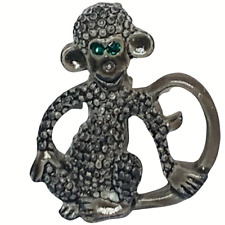 Monkey Brooch Pin 1” Silver
