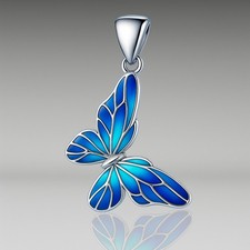 Blue Enamel Butterfly Pendant