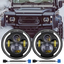 Pair 280W 7" Round LED Headlight DRL Hi/Lo Beam For Land Rover Defender 90 & 110