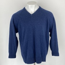 Hawick Knitwear Wool Jumper Sweater Blue V Neck Scotland Size 3XL Mens