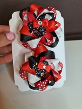 2×Small Minnie Mouse Hair Bows Clips