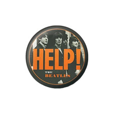 The Beatles "Help!" Orange Button Pin Badge Memorabilia Merchandise. Small 25mm