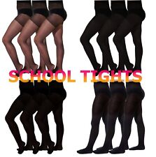 3 PACK School Tights Black Plain Uniform Sheer to Opaque Girls Kids 9 - 16 Years