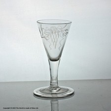 Georgian engraved funnel bowl dram glass
