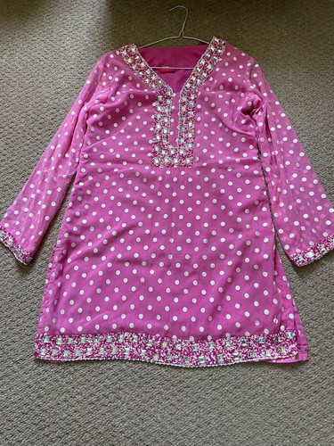 Pink polka dot indian kurtha - pink,