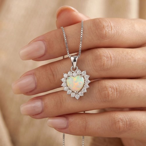 White fire opal crystal heart - fire,