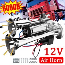 600DB Super Loud Train Air Horn Kit 12V Truck Car Dual Trumpet w/ Air Compressor