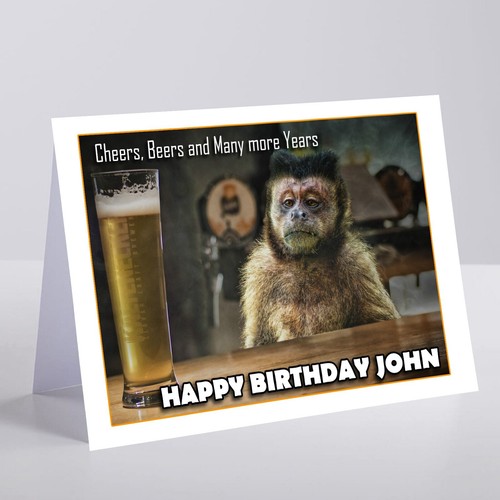 Birthday card beer monkey - birthday, &