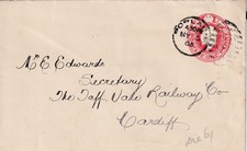TAFF VALE RAILWAY: 1905 Cover to 'Mr E Edwards' From Sargeant Longstaff (Poplar)