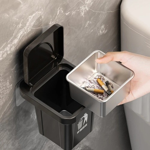 Stainless steel ashtray with - stainless,