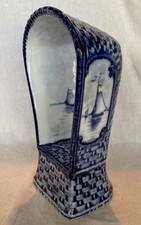 Vintage Dutch Ceramic Blue & White Delft Lambing/Porters Chair - 7” Tall