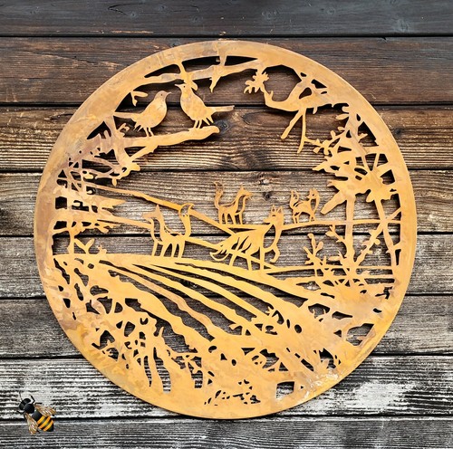 Wall art garden fox - fox, birds